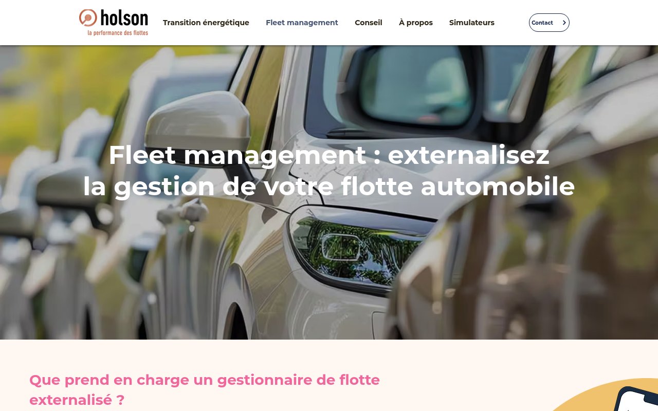 Capture du site Holson présentant son offre de gestion de flotte automobile
